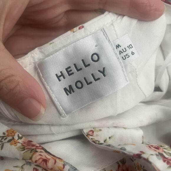 Hello Molly West Coast Represent Floral Midi Dress Size 6 Ruffle White Multi - Picture 7 of 11